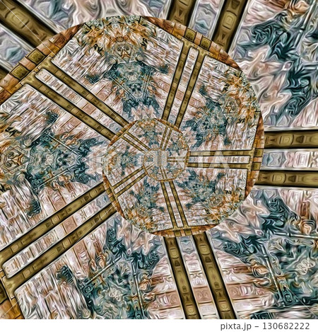 Tribal concept design for textile, flyer, brochure, magazine cover printing. Indigenous fashion pattern background for interior decoration and traditional costume or handicraft making 130682222