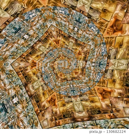 Tribal concept design for textile, flyer, brochure, magazine cover printing. Indigenous fashion pattern background for interior decoration and traditional costume or handicraft making 130682224