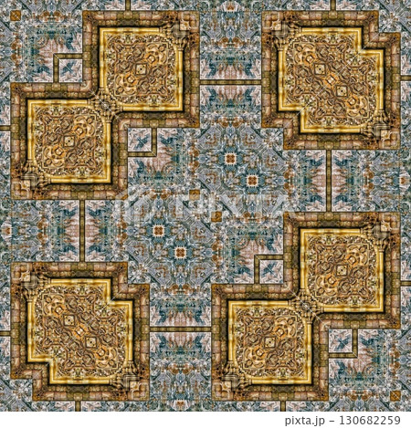 Tribal concept design for textile, flyer, brochure, magazine cover printing. Indigenous fashion pattern background for interior decoration and traditional costume or handicraft making 130682259