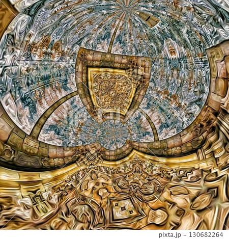 Tribal concept design for textile, flyer, brochure, magazine cover printing. Indigenous fashion pattern background for interior decoration and traditional costume or handicraft making 130682264