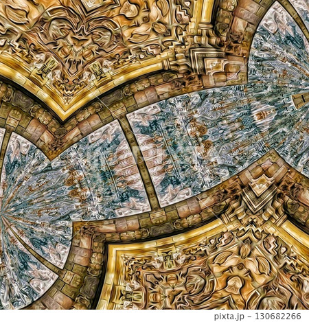 Tribal concept design for textile, flyer, brochure, magazine cover printing. Indigenous fashion pattern background for interior decoration and traditional costume or handicraft making 130682266