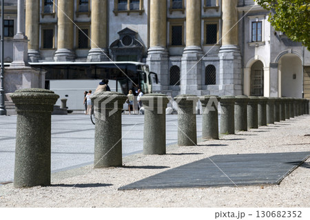 Ljubljana, Slovenia - August 15, 2019: Fencing on the Congress Square in Ljubljana 130682352