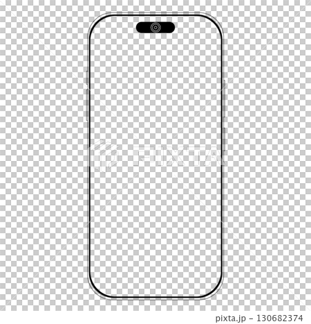 透明背景に描かれたミニマルなスマートフォンのアウトラインデザイン 透明背景に描かれたミニマルなスマートフォンのアウトラインデザイン 130682374