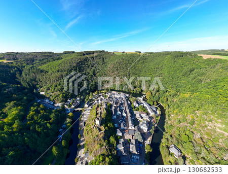 Esch-sur-Sure, Wiltz, Grand-Duche de Luxembourg, September 07, 2025, An Aerial View of a Serene Esch-sur-Sure, Wiltz, Grand-Duche de Luxembourg, September 07, 2025, An Aerial View of a Serene 130682533