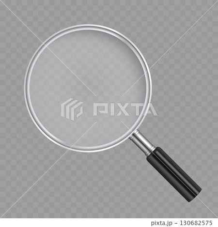 Realistic magnifying glass isolated on transparent background. Vector 130682575