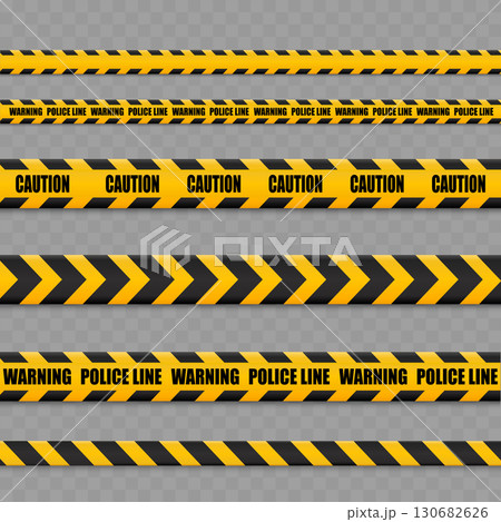 Set of Realistic Yellow Black Caution Tapes. Danger Lines. Vector Set of Realistic Yellow Black Caution Tapes. Danger Lines. Vector 130682626