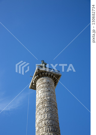 Rome, Italy - August 16, 2019: Column of Marcus Aurelius on Piazza Colonna in the center of Rome 130682734