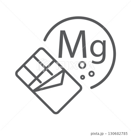 Minimal Outline Vector Icon of Chocolate and Magnesium Element for Health and Nutrition 130682785