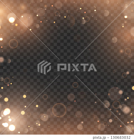 Festive golden bokeh lights and sparkles frame overlay effect. Vector Festive golden bokeh lights and sparkles frame overlay effect. Vector 130683032