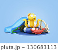 goods for kids childrens furniture and toys 3d render on blue 130683113