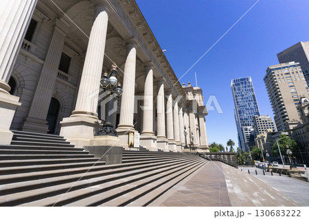 Melbourne, Australia - December 29,2023 : View of Parliament House for the state of Victoria in Melbourne, Australia on December 29,2023. 130683222