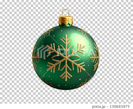Minimalist Christmas ornament: Simple snowflake-patterned decorative ball, vector material, white background 130683975