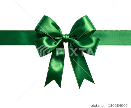 ミニマルクリスマスリボン 緑色リボン ベクターイラスト 130684005