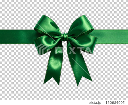 ミニマルクリスマスリボン 緑色リボン ベクターイラスト 130684005