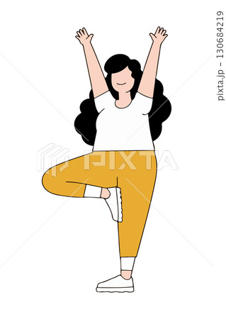 Woman in Tree Pose 130684219