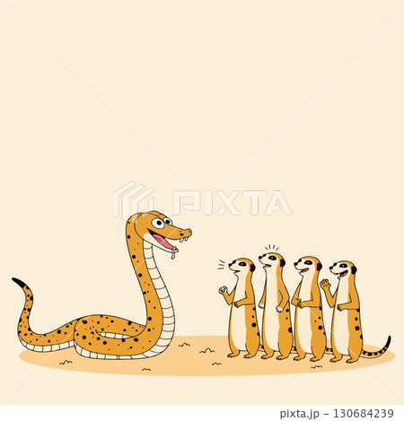 Cartoon Snake and Meerkat Encounter Cartoon Snake and Meerkat Encounter 130684239