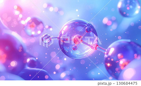 ラベンダーとパステルブルーの透明な球体　リラックス・睡眠改善イメージ 130684475