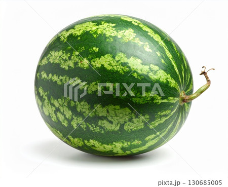 Fresh Whole Watermelon on White Background 130685005