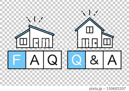 Illustration material that can be used for banners for Q&A and frequently asked questions about homeowners and home building 130685207