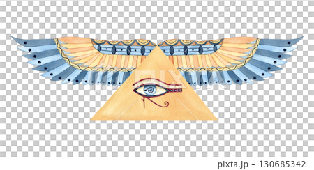Ankh Egyptian cross with wings. Protective talisman. Ancient religion symbol, icon. Watercolor isolated clip art illustration. Culture concept for textile, souvenir products, postcards, logo Ankh Egyptian cross with wings. Protective talisman. Ancient religion symbol, icon. Watercolor isolated clip art illustration. Culture concept for textile, souvenir products, postcards, logo 130685342