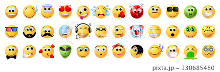 Collection of emoji faces - vector illustration Collection of emoji faces - vector illustration 130685480