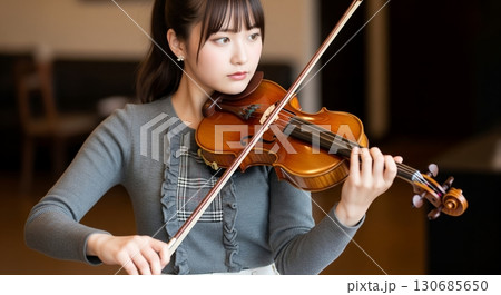 バイオリンを弾く女性 130685650