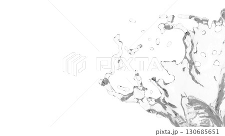 無色の水しぶき。水の素材。3D画像。背景透過。（png） 130685651