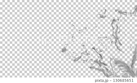 無色の水しぶき。水の素材。3D画像。背景透過。（png） 130685651