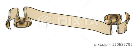 Scroll Banner Ribbon Woodcut Vintage Parchment 130685793