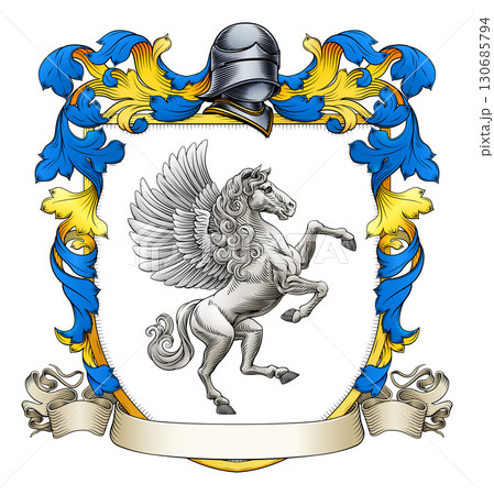 Coat of Arms Crest Pegasus Heraldry Knight Shield 130685794