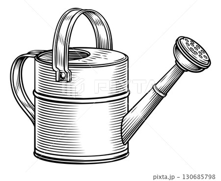 Vintage Woodcut Garden Watering Can Gardening Tool 130685798