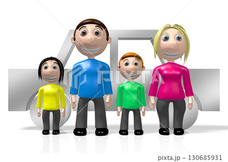 3D happy family, car concept 130685931