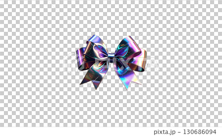 Purple satin ribbon bow for gift decoration, Christmas or birthday isolated on white background 130686094