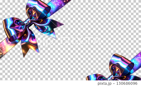 Purple satin ribbon bow for gift decoration, Christmas or birthday isolated on white background 130686096