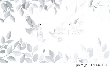 White and white flying bird pattern isolated on white background. 130686124