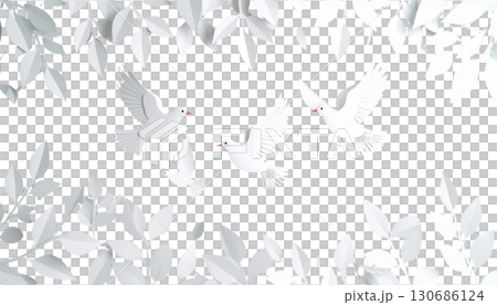 White and white flying bird pattern isolated on white background. 130686124