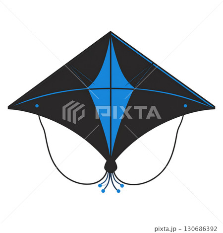 Blue summer sky with kite isolated on white background 130686392
