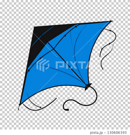Blue summer sky with kite isolated on white background Blue summer sky with kite isolated on white background 130686393
