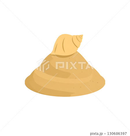 Snail on sand dune on white background 130686397