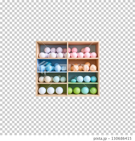 Ball shelf on white background Ball shelf on white background 130686415