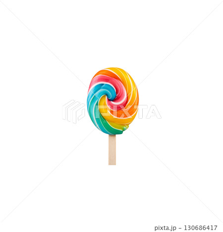 Bright rainbow candies isolated on white 130686417