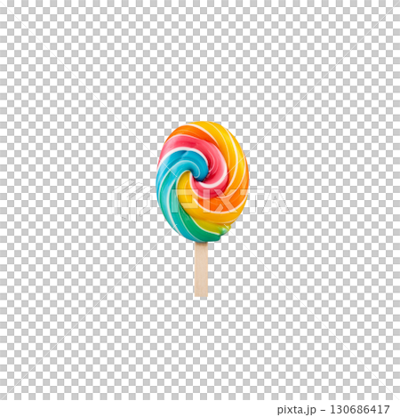 Bright rainbow candies isolated on white 130686417
