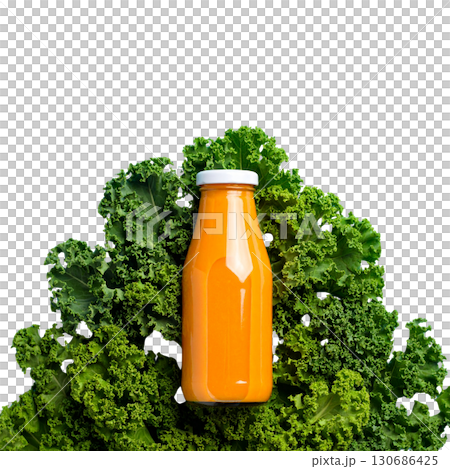 Fresh organic carrot juice in glass isolated on white. Healthy orange vegetable drink isolated on white background. 130686425