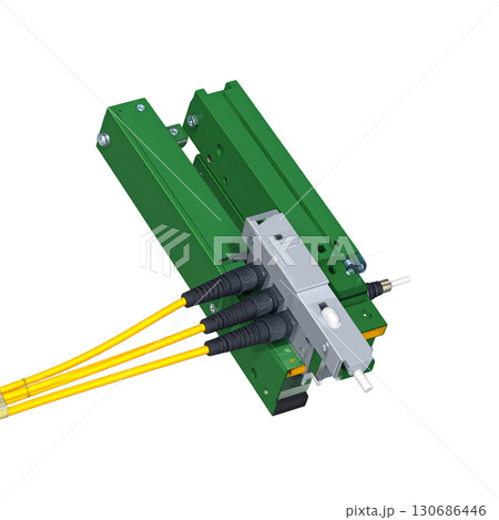 Blue and yellow cable on white background Blue and yellow cable on white background 130686446