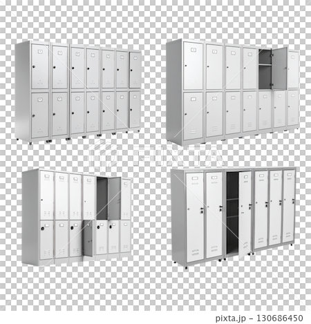 Lockers isolated on white background Lockers isolated on white background 130686450