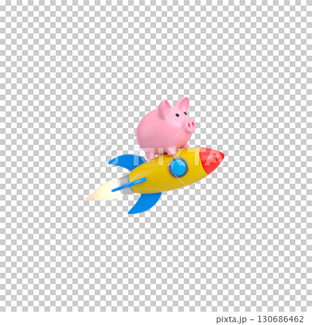 Cartoon rocket illustration set on white background 130686462
