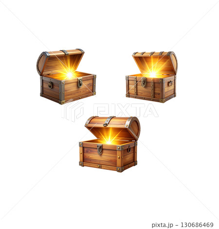 Treasure chest isolated on white background. 130686469