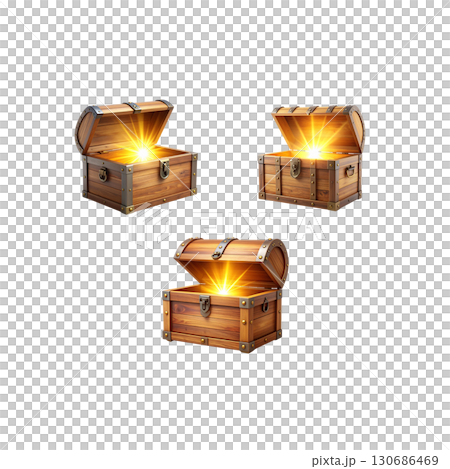 Treasure chest isolated on white background. 130686469