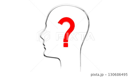 Head shape, question mark - 3D illustration Head shape, question mark - 3D illustration 130686495
