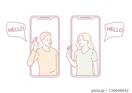 Online Communication, chatting and technologies concept. 130686642
